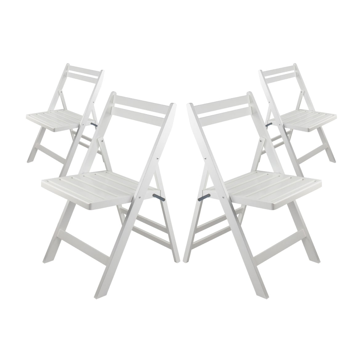 Pack 4 Sedie Pieghevoli in Bambù Biano 46x44x78cm Bianco O91