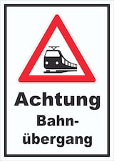 thumbnail of Schild Achtung Bahnübergang A0 Rückseite selbstklebend