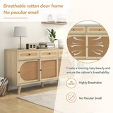 thumbnail of Merax Sideboard Landhausstil mit Schublade und 6 Fächer, Kommode mit Rattangeflecht, Anrichte, TV-Board, B:140cm