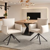 thumbnail of Esszimmerstuhl Set 6 Samt Beige 360 Grad drehbar mit Armlehnen Metallbeine ergonomische Rückenlehne hoher Sitzkomfort stabil und formstabil 88x60x60cm