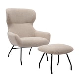 thumbnail of SalesFever Sessel und Hocker Set | Bezug Teddyfell | Beine Metall | B 79 x T 82 x H 103 cm | taupe – schwarz