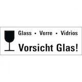thumbnail of Aufkleber I Hinweisetikett Vorsicht Glas!, 4-spr., weiß, Haftpapier, permanent, 170x60mm, 250/Rolle