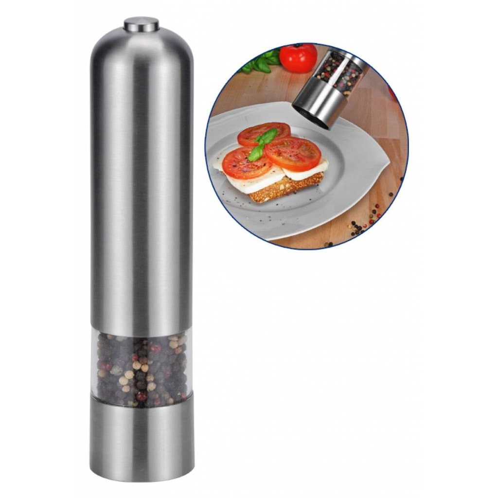 Salz- und Pfefferrmühle Edelstahlgehäuse elektrisch mit Licht 12107