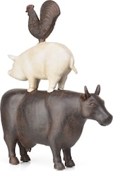 thumbnail of Moritz Deko-Figur Kuh Schwein und Hahn stehen aufeinander aus Polyresin Dekorations Idee Standdeko Tierwelt Statue Skulptur