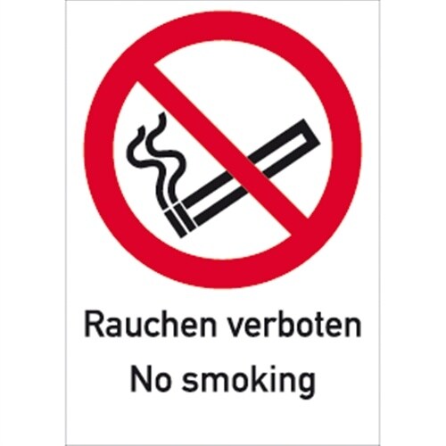 Schild Rauchen verboten No smoking ISO 7010, Kombischild, Kunststoff, 210x297 mm