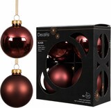 thumbnail of 4 Weihnachtskugeln Glas 10cm matt & glänzend Christbaumkugeln Weihnachtsbaumkugeln Groß Christbaumschmuck Weihnachtsbaumschmuck Deko Kastanienbraun
