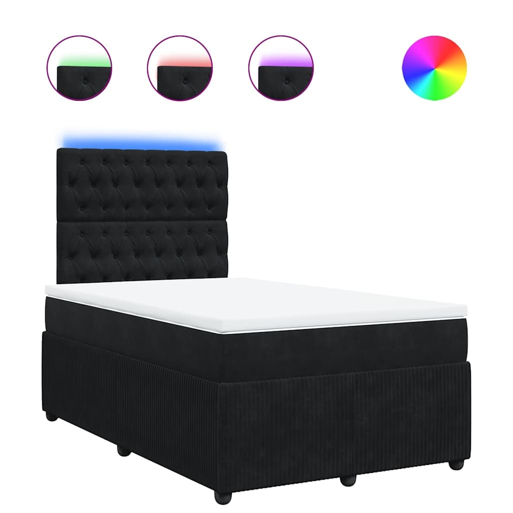 vidaXL Boxspringbett mit Matratze Schwarz 120x200 cm Samt