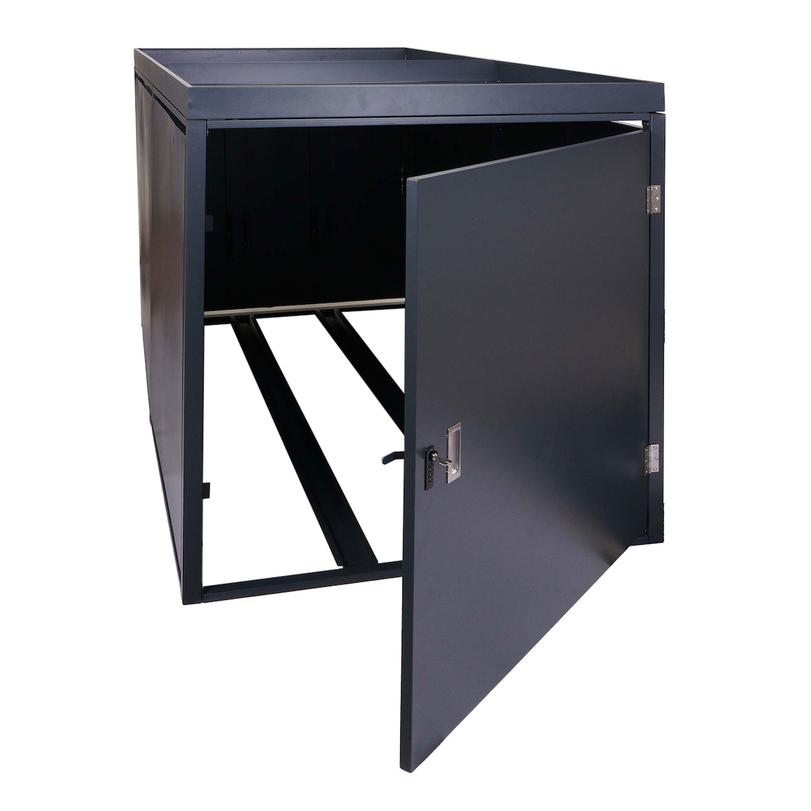 2er-Fahrradgarage mit Pflanzkasten HWC-L56b, Fahrradbox, abschließbar verzinkter Stahl 125x113x208cm ~ anthrazit