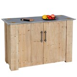 thumbnail of Sideboard HWC-L76, Kommode Schrank, Industrial Massiv-Holz MVG-zertifiziert 80x120x48cm, natur mit Metall-Optik