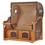 thumbnail of Strandkorb - bene living - Ammersee Grande XL Teak Bullauge - PE grau - Modell 544 - 2,5-Sitzer inkl. Liftersystem