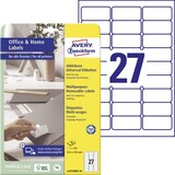 thumbnail of AVERY Zweckform Ablösbare Universaletiketten L4737REV-10 Selbsthaftend DIN A4 Weiß 6,35 x 32,7 x 2,96 cm 10 Blatt à 27 Etiketten