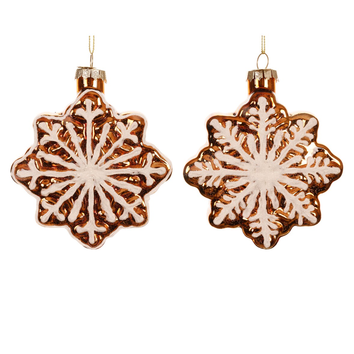 1 Christbaumschmuck Glas 9,5cm Schneeflocke Figur zum Aufhängen - Weihnachtsbaum Anhänger Weihnachten Weihnachtsbaumschmuck Braun
