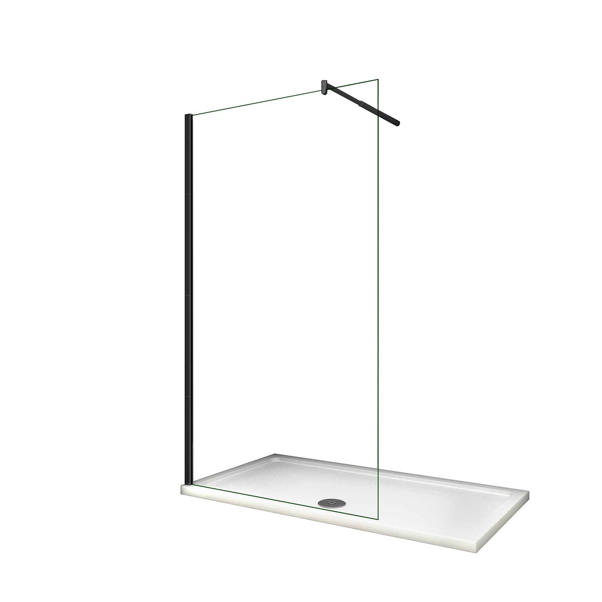 AICA Walkin Mampara Panel de ducha Vidrio Antical de 10mm con una Barra ajustable 70-120cm Perfil Negro Mate Tamaño (118-120)x200cm