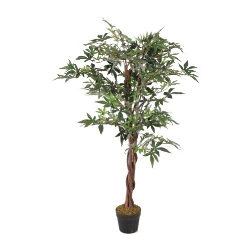 Kunstpflanze Ahorn Dekobaum Holzstamm Zimmerpflanze Kunstbaum 280 Blätter 115cm