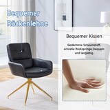 thumbnail of Drehbarer Esszimmerstuhl aus PU-Leder Schwarz mit goldfarbenem Metallgestell, 85 cm, 360° drehbar