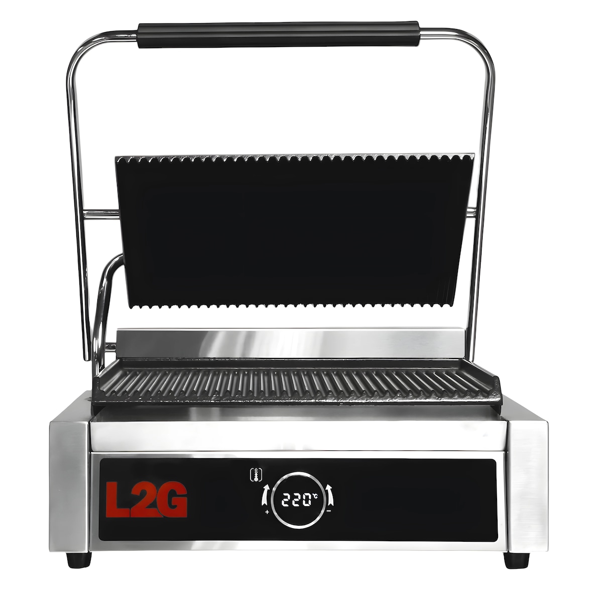 grill panini 1 placa acanalada superior/inferior hierro fundido con recubrimiento cerámico, pantalla digital