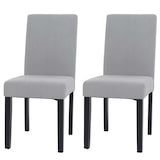 thumbnail of 2er-Set Esszimmerstuhl Littau, Stuhl Küchenstuhl Hochlehner, Stoff/Textil Cord Holz ~ hellgrau, dunkle Beine