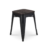 thumbnail of Lot de 4 tabourets en métal noir mat style industriel et assise en bois foncé - Hauteur 46 cm