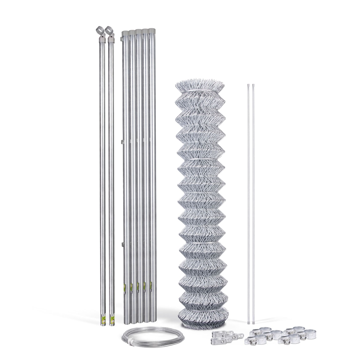 Maschendrahtzaun-Komplettset Drahtzaun, zum Einbetonieren, verzinkt, Höhe 80 - 120 cm, Länge 10 m
