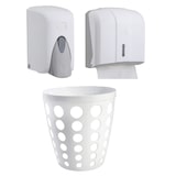 thumbnail of CleanSV® Via Set 3 teilig  weiss  Seifenspender 500 ml  Papierhandtuchspender Papierkorb