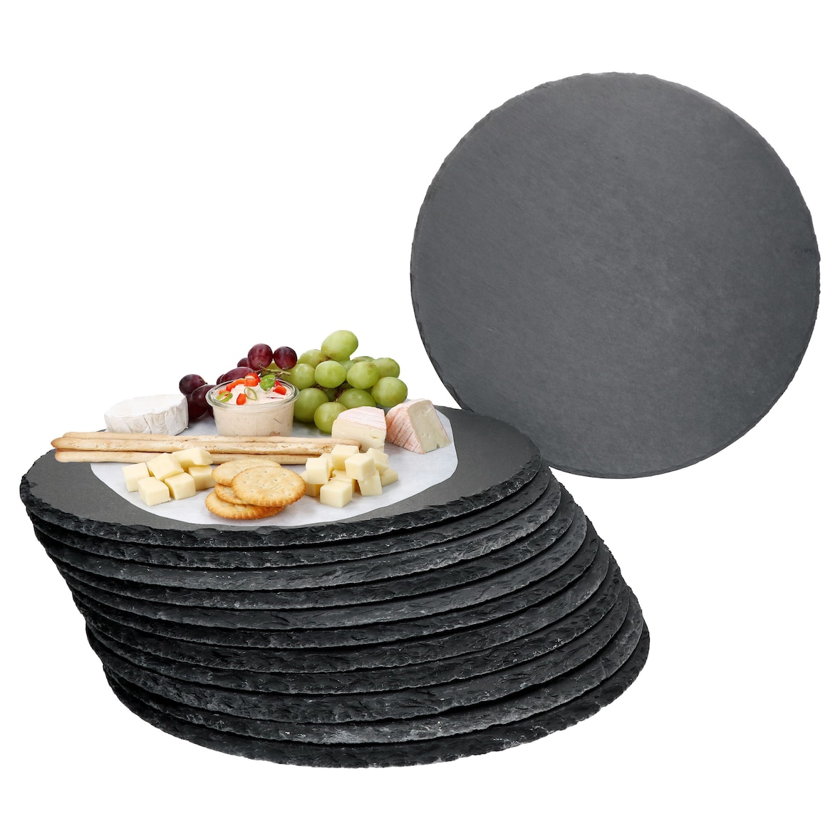 12x Schieferplatten rund Ø30cm Untersetzer Pizza-Teller Servier-Platte Naturschiefer