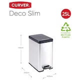 thumbnail of Poubelle Slim - Slim Bin - Curver - 25l - Design Compact - 41 X 27 X 55 Cm - Gris Métallisé