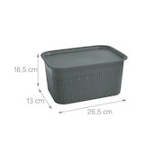 thumbnail of Relaxdays Aufbewahrungsbox 6er Set, mit Deckel, Organizer-Box 5 L, HBT: 13x26,5x19 cm, Stapelbox Kunststoff, grau