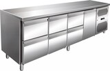 thumbnail of Edelstahl Kühltisch Kühltheke 1 Tür / 6 Schubladen 312 L -2/+8°C Umluftkühlung