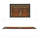 thumbnail of Relaxdays Fußmatte Kokos, mit Katzen & Welcome Spruch, gummiert, innen und außen, Türabtreter 60 x 40 cm, orange/natur