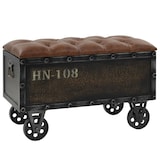 thumbnail of Helloshop26 - Aufbewahrungsbank 80,5 x 41 x 50 cm Massivholz und braunes Kunstleder 02_0021245