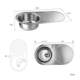 thumbnail of Einbauspülbecken Chrom rund aus Edelstahl mit vorgebohrtem Hahnloch