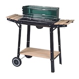 thumbnail of aro Holzkohle Grillwagen, Grillfläche 48 x 28.5 cm, Seiten- und Untenablage, fahrbar, Stahl/Holz, grün