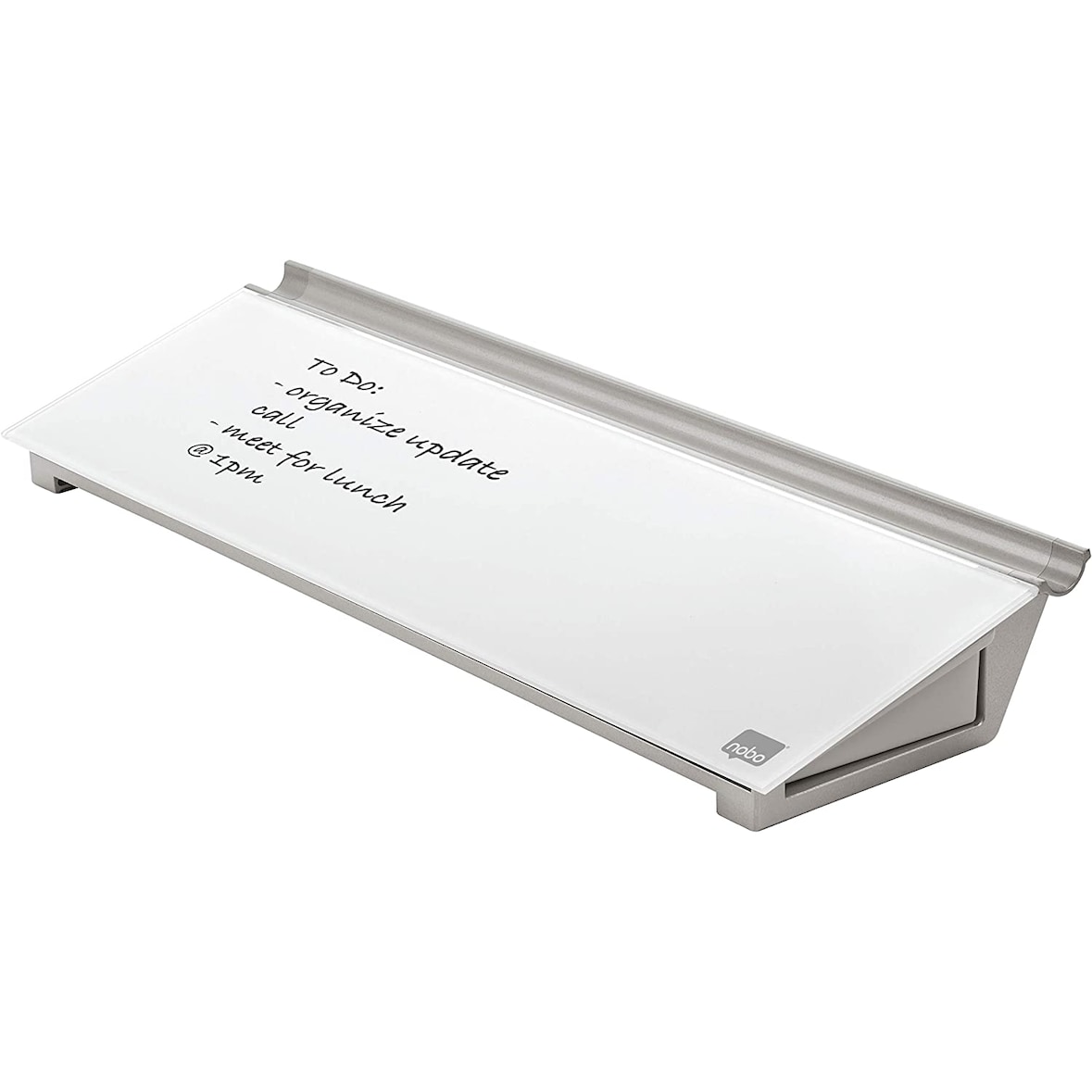 Nobo Lavagna / Blocco Note Portatile, con Pennarello e Cassetto Portaoggetti, Cancellabile a Secco e Senza Cornice, 458 x 154 mm - Bianco Brillante