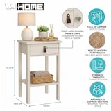 thumbnail of WellHome - Nachttafeltje met 1 lade en metalen of leren handgreep in kleur Beige-grijs 40 x 35 x 71 cm - Guadalquivir