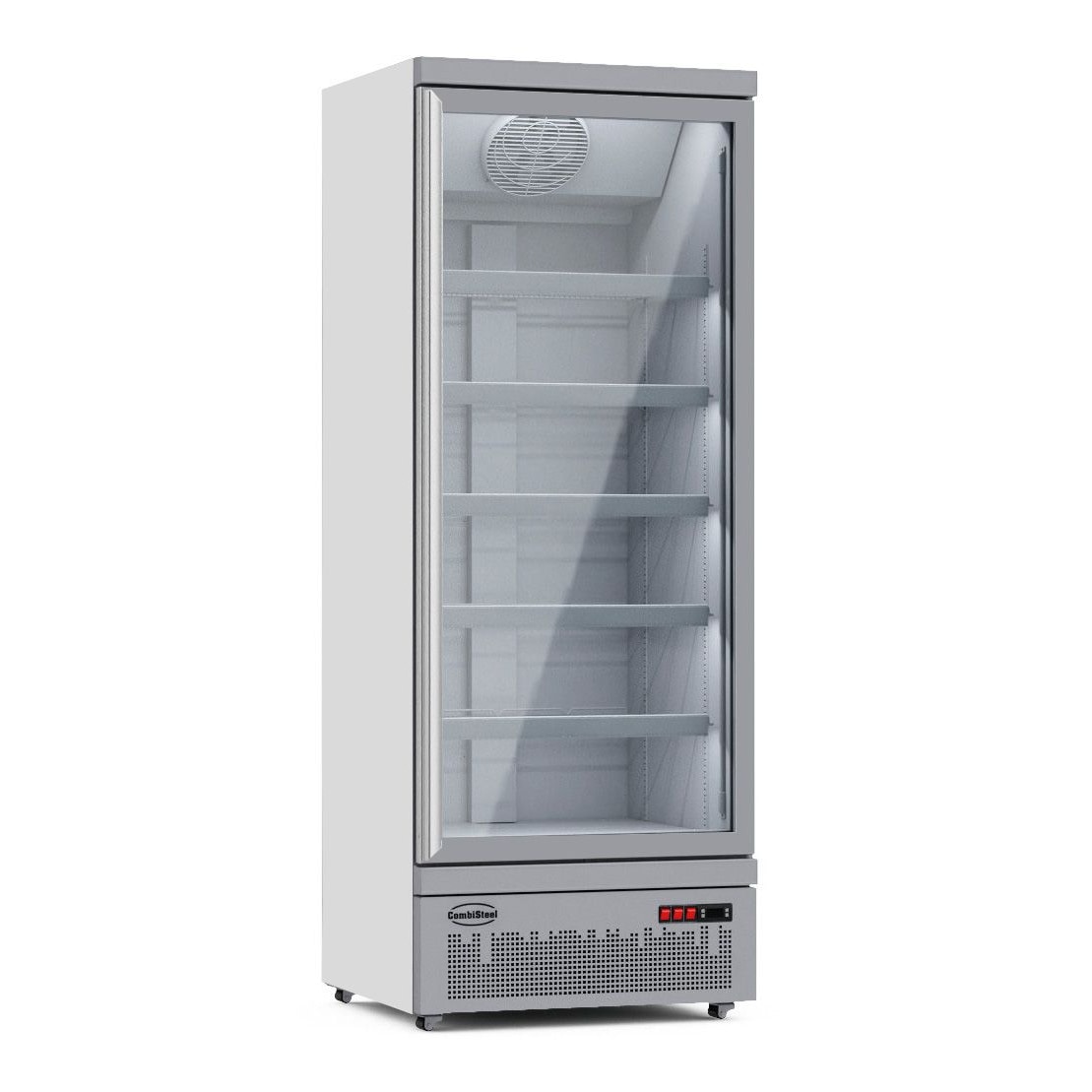 Mobiler Kühlschrank mit 1 Glastür Getränkekühlschrank Gastro 600 L 0/10°C ISO 45 mm Weiß