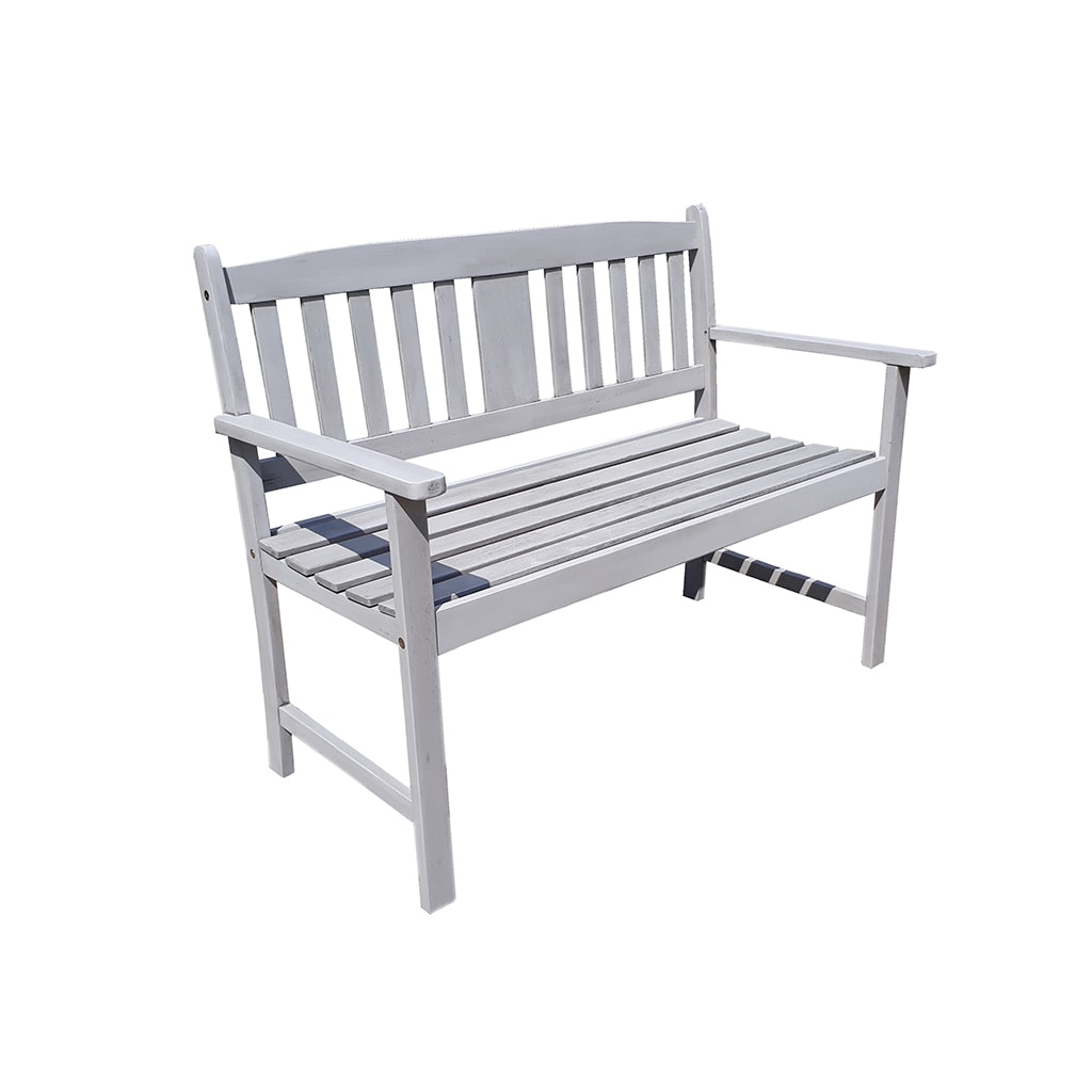 2-Sitzer Bank Gartenbank Parkbank Garten Balkon Terrasse Holz Eukalyptus Grau