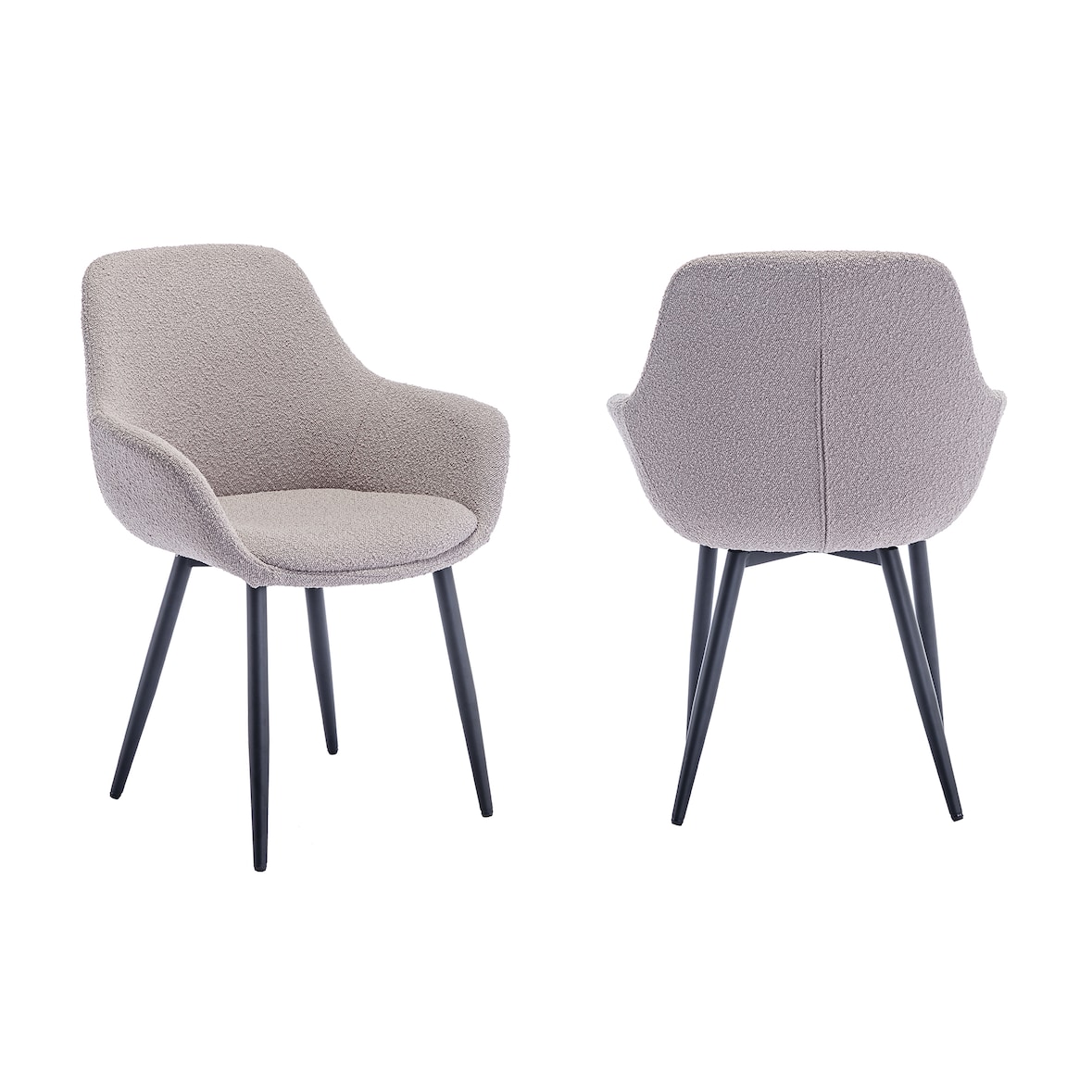 SalesFever set van 2 fauteuils | hoes bouclé stof | metalen stoelpoten | B 64 x D 59 x H 86 cm | taupe - zwart mat