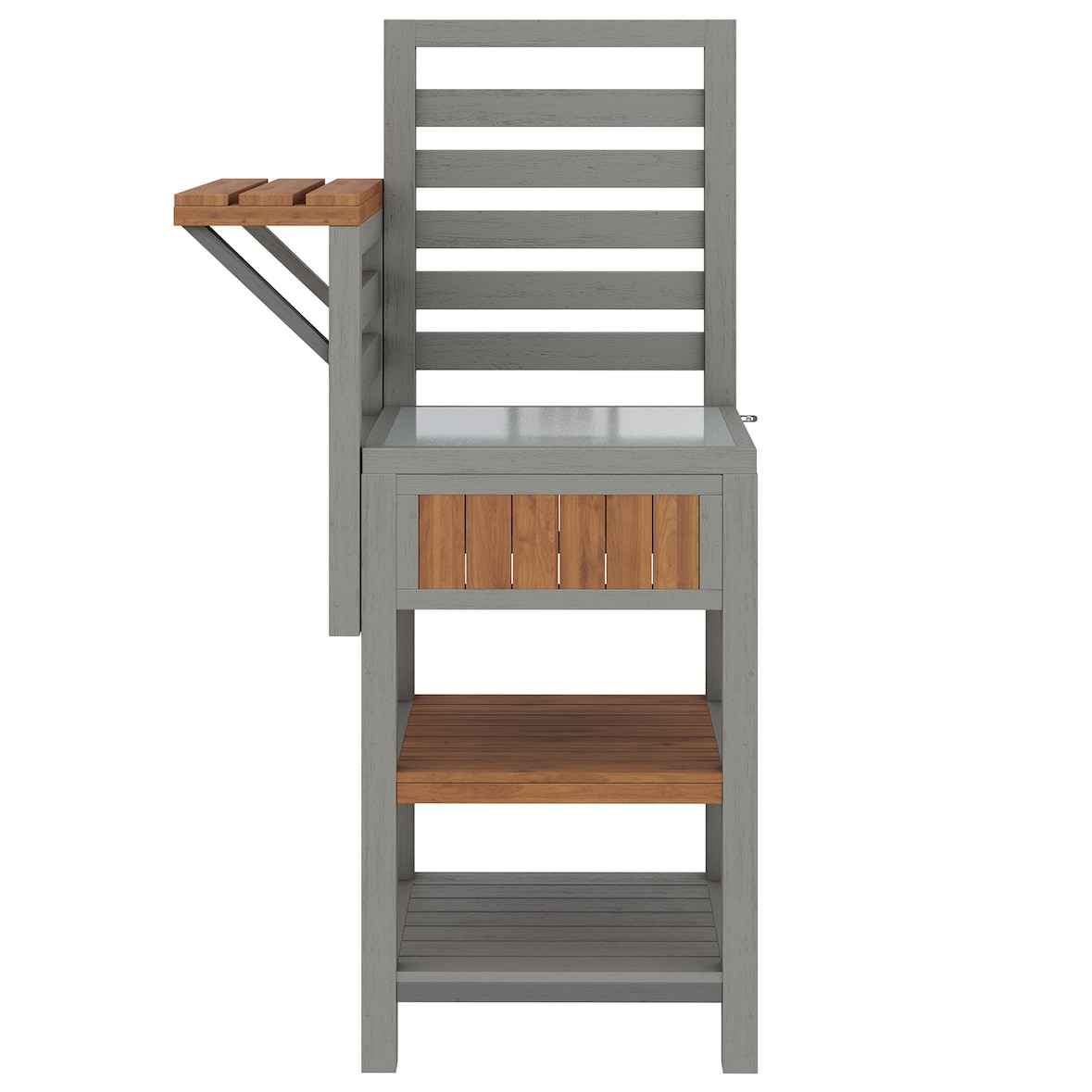 Outdoor-Schrank Massivholz Natur 74x54x149 cm mit Edelstahl-Arbeitsplatte