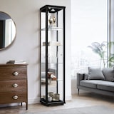 thumbnail of K-Möbel vitrine en verre en noir (176x37x33cm) avec 4 étagères en verre réglables en hauteur, miroir, serrure, LED - modèle de voiture vitrine