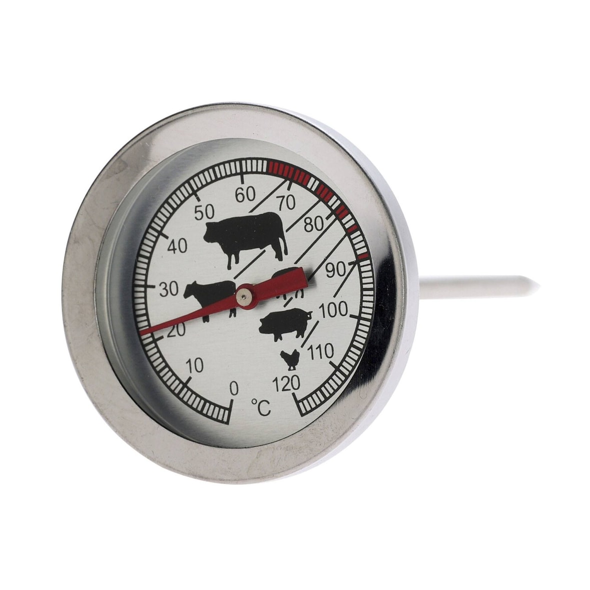 Wellhome - Vleesthermometer voor barbecue in RVS Ø5,4x12cm