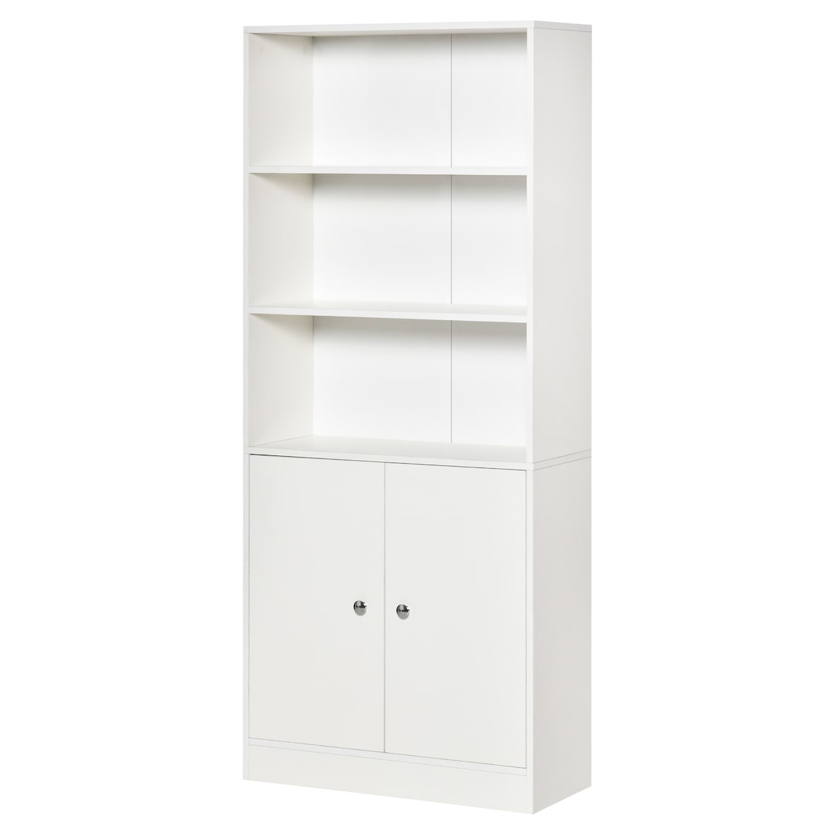 Estantería Librería con 3 Compartimentos Abiertos y 1 Armario de Puerta con Estante Ajustable Almacenaje Libros CDs para Salón Estudio 70x29,5x167 cm