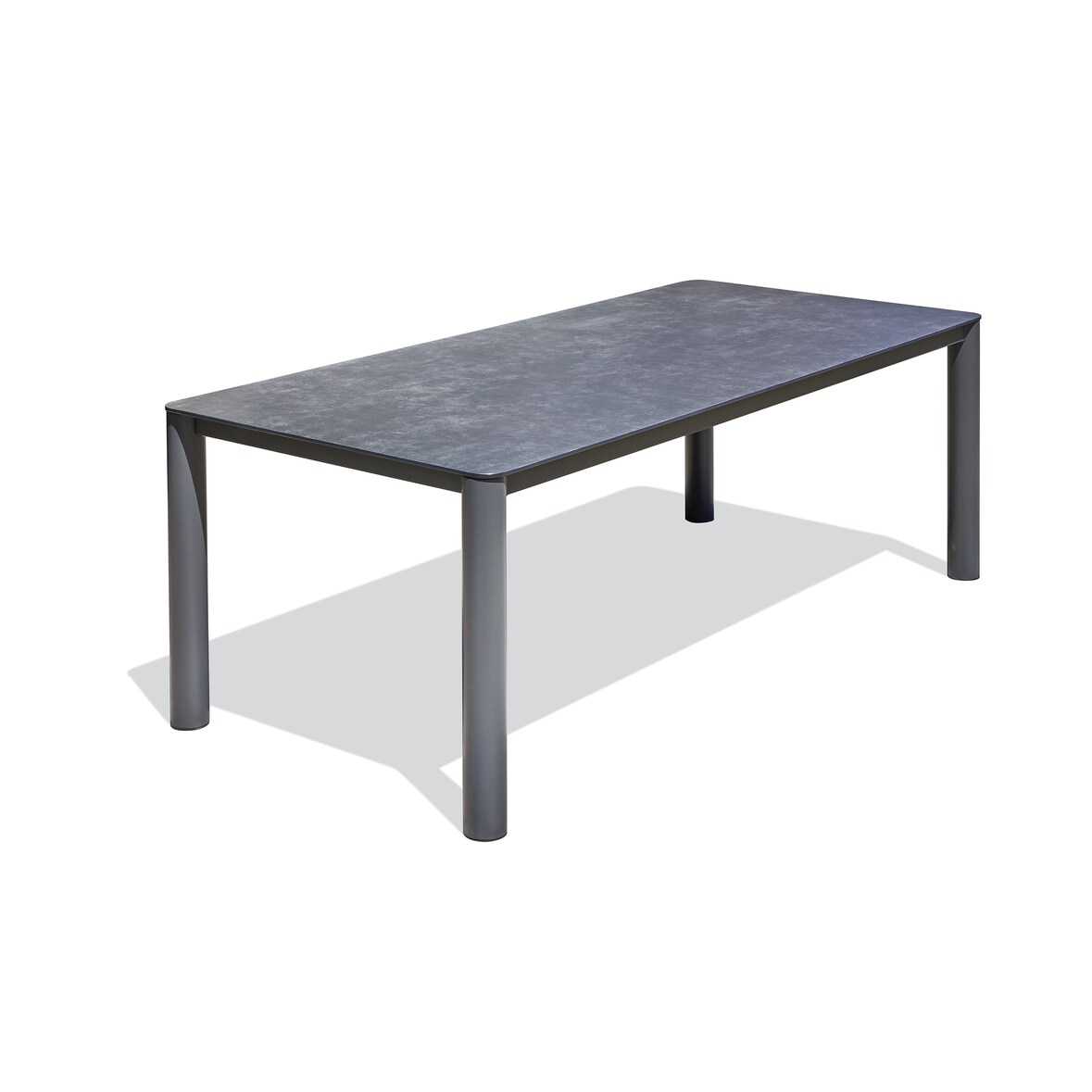 Table de jardin 8 places en aluminium anthracite plateau céramique sur verre - CAMARGUE