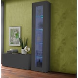 thumbnail of Dmora Vitrine Vladimiro, Sideboard mit 1 Tür mit Glasregalen, Mehrzweck-Wohnmöbel, 100% Made in Italy, cm 40x30h180, Anthrazit