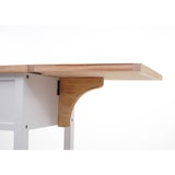 thumbnail of Carro de servicio HWC-G35, carro de cocina, carrito de cocina, carrito de té, madera de pino 89x119x41cm ~ blanco-natural