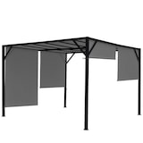 thumbnail of Pergola Baia, Garten Pavillon Terrassenüberdachung, stabiles 6cm-Stahl-Gestell + Schiebedach grau ~ 4x4m