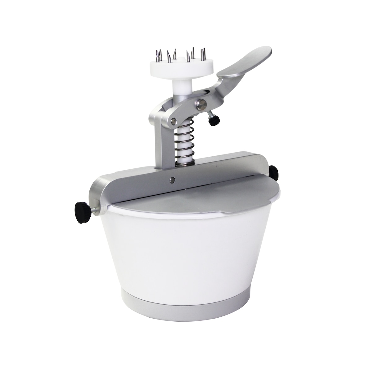 Schneider Gebäckfüller mit 1 Kolben-Pumpe "Blickle" mit Aufsatz für Donuts, Schüssel 5 Liter, Abdeckun