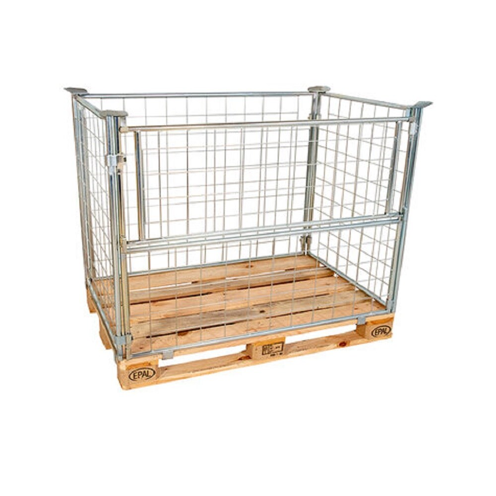 Oswald Transportgeräte Gitteraufsatzrahmen verzinkt, Nutzhöhe 1.000 mm, 100 x 100 Drahtmaschung, 800 x 1.200 x 1.000 mm, 800 kg