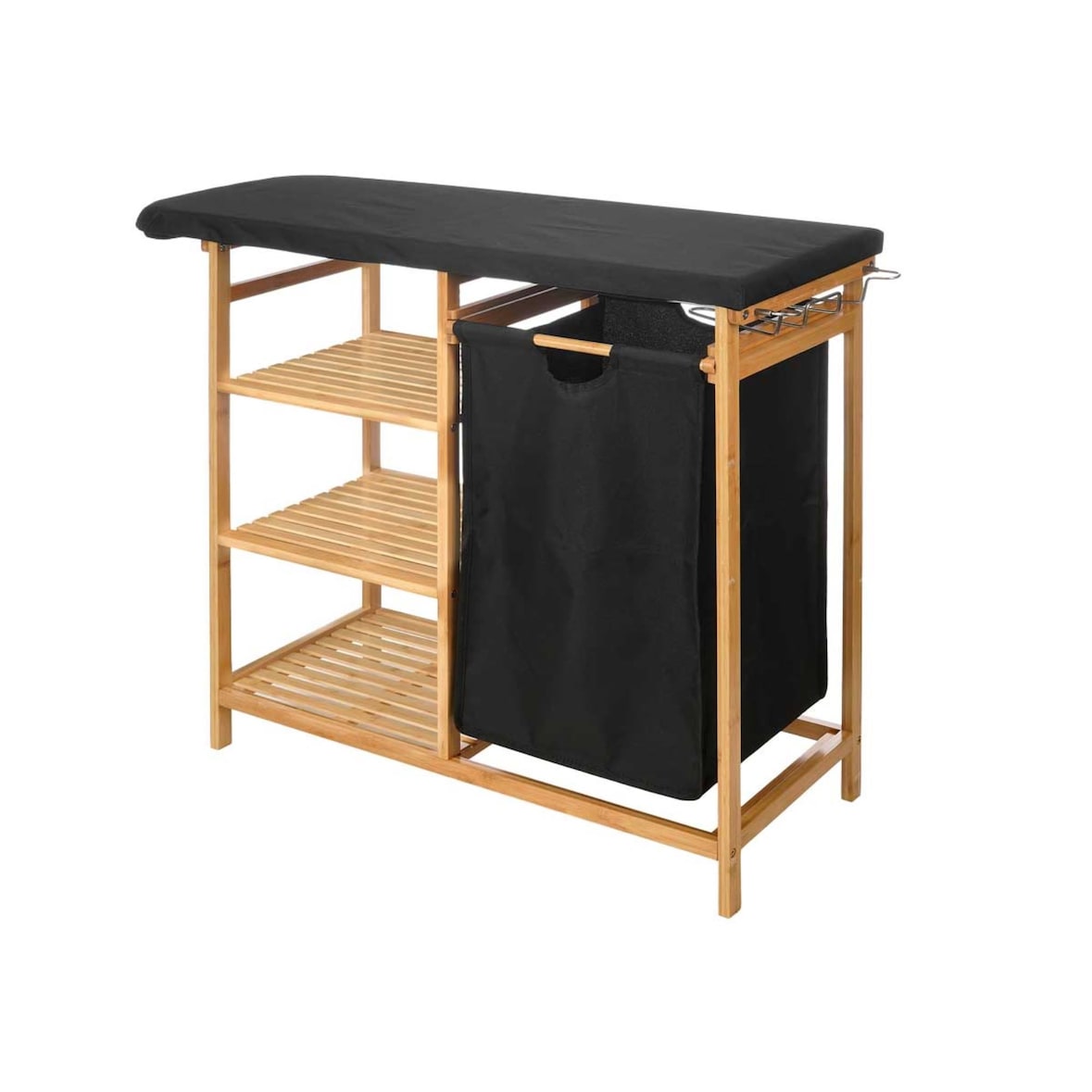 San Ignacio KIPIT - Bambus-Bügelbrett mit Schubladen 111 x 34 x 82 cm in Schwarz