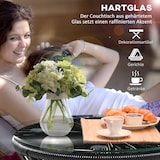 thumbnail of Outdoor-Beistelltisch PE-Rattan Schwarz mit Glasplatte, Boho-Stil, 40x40x42 cm