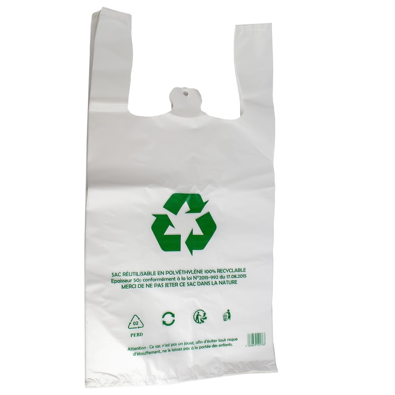 DayBays 100 Stk. Hemdchentragetaschen 50 my 25+12x45 cm HDPE weiß geblockt, reissfest